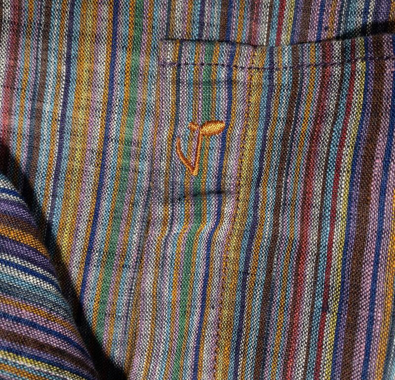 32 Bar Blues Shirt Men's Medium Colorful Striped Purple Yellow Blue Button-Down