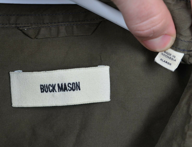 Buck Mason Men's XL Olive Green Long Sleeve Casual Button-Front Shirt