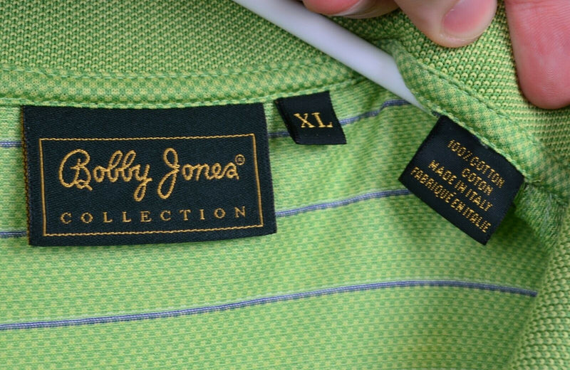 Bobby Jones Men's XL Green Striped Masters Golf Made in Italy Polo Shirt