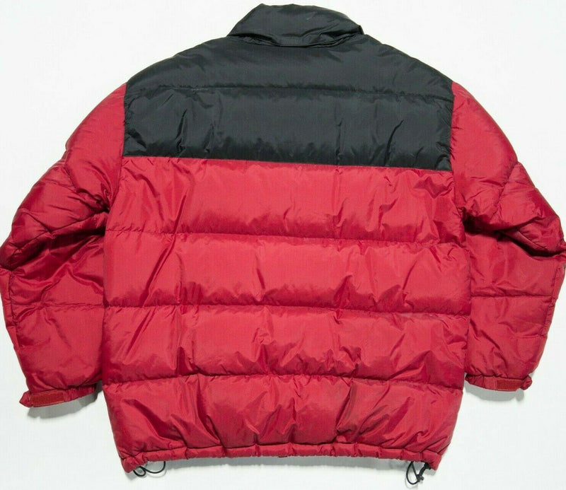 Gap Men's Large Puffer Down Fill Red Black Hooded Full Zip 90s Puffer Jacket