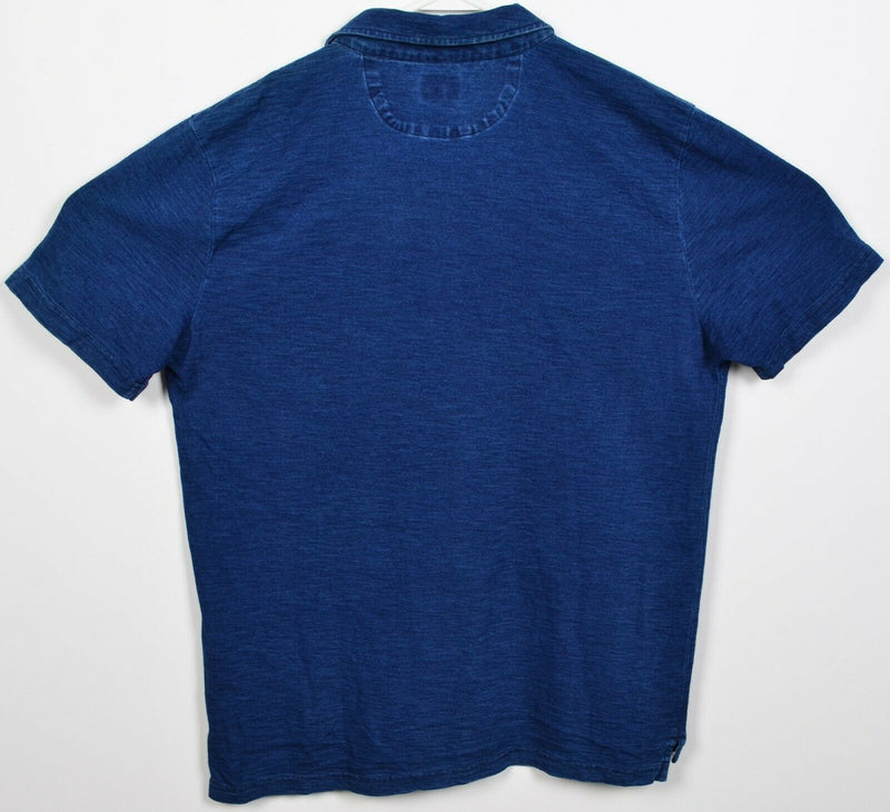 Faherty Brand Men's Large Indigo Navy Blue Short Sleeve Pocket Polo Shirt