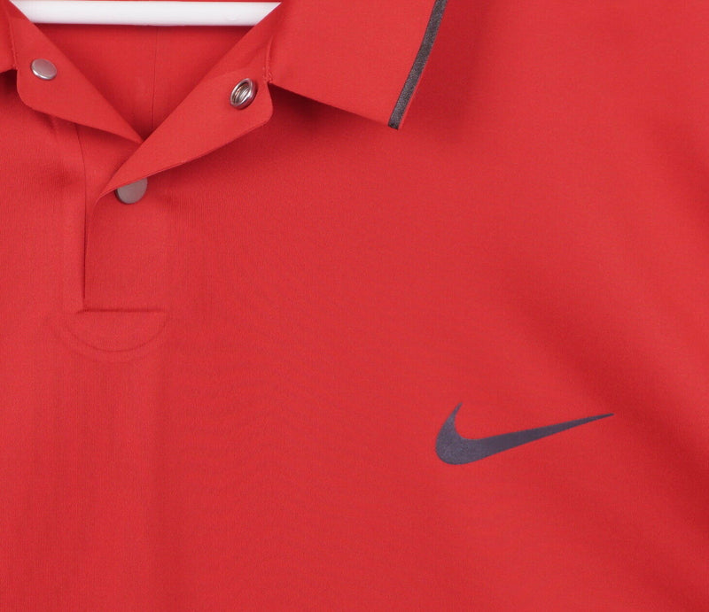 Tiger Woods Collection Men's Sz XL Nike Solid Red Snap Vented Golf Dri-Fit Shirt