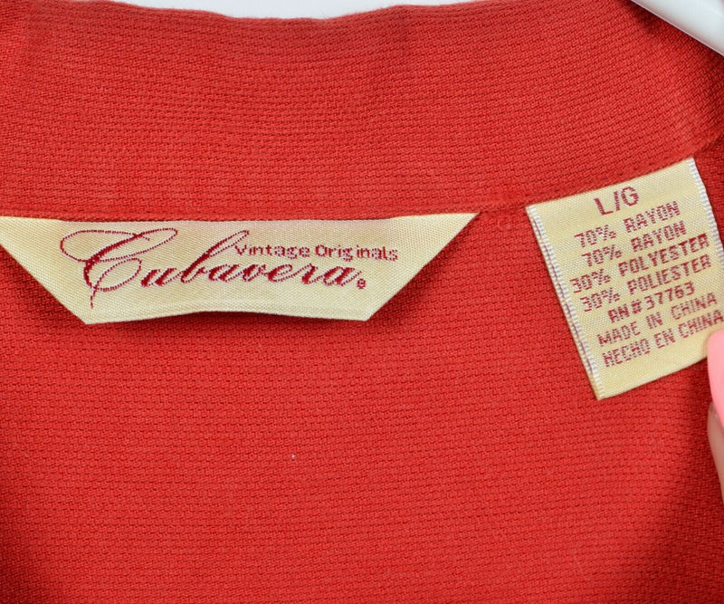 Cubavera Men's Large Bowling Embroidered All-Stars Red/Orange Retro Camp Shirt