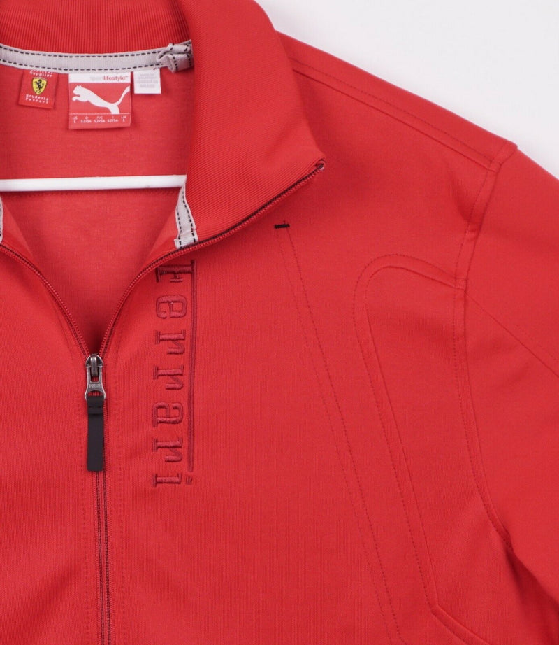 Puma Ferrari Men’s Sz Large Racing Solid Red Logo Full Zip Track Jacket