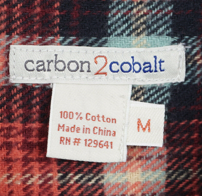 Carbon 2 Cobalt Men's Medium Flannel Red Blue Cream Plaid Button-Front Shirt