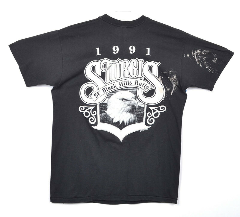 Vintage '91 Sturgis Men's Large Black Hills Rally Cliff Price Double-Sided Shirt