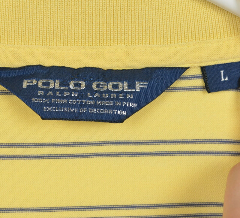 Polo Golf Ralph Lauren Men's Large Masters Yellow Striped Vintage Polo Shirt
