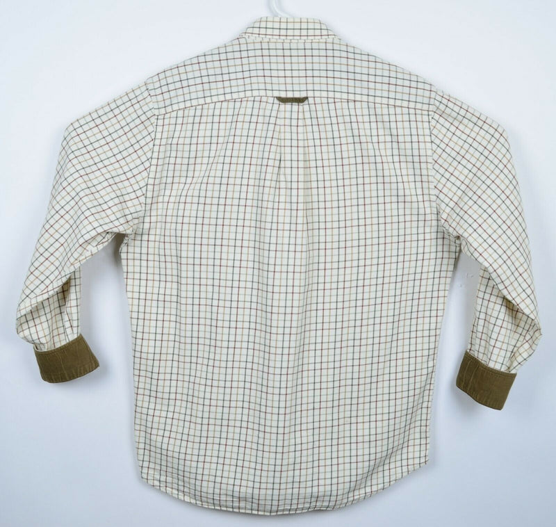 Barbour Men's Medium "The Country Shirt" Beige Plaid Flip Cuff Button-Down Shirt