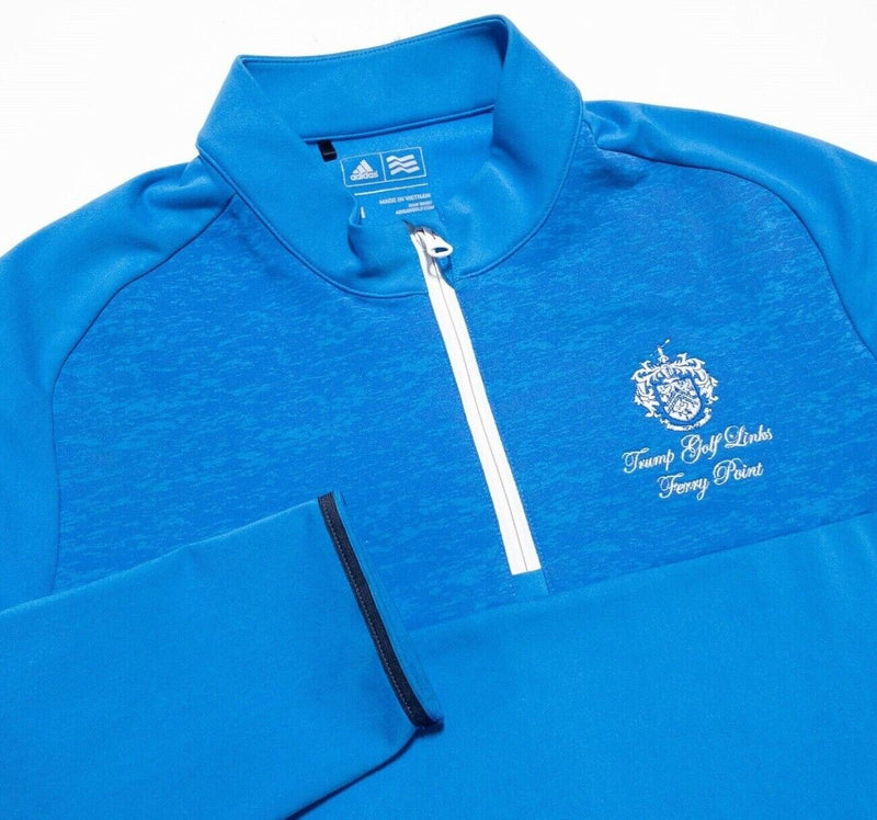 Trump Golf Adidas Jacket Men's Medium 1/4 Zip Blue Ferry Point Long Sleeve