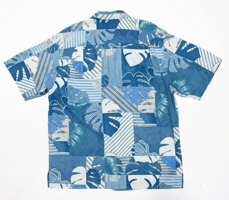 Tommy Bahama Silk Shirt Small Original Fit Blue Floral Collage Hawaiian Aloha