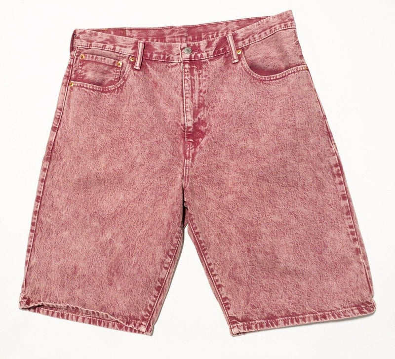 Levi's 569 Shorts 36 Men's Acid Wash Red/Pink Faded 11.5" Inseam Jeans Denim
