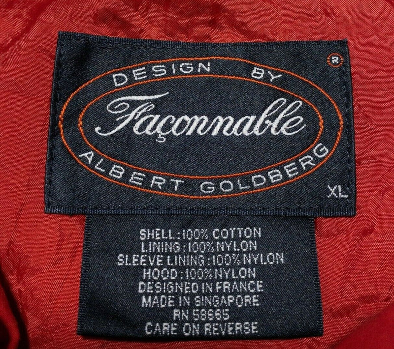 Faconnable Jacket Men's XL Vintage 90s Albert Goldberg Red Bird Logo Zip Hooded