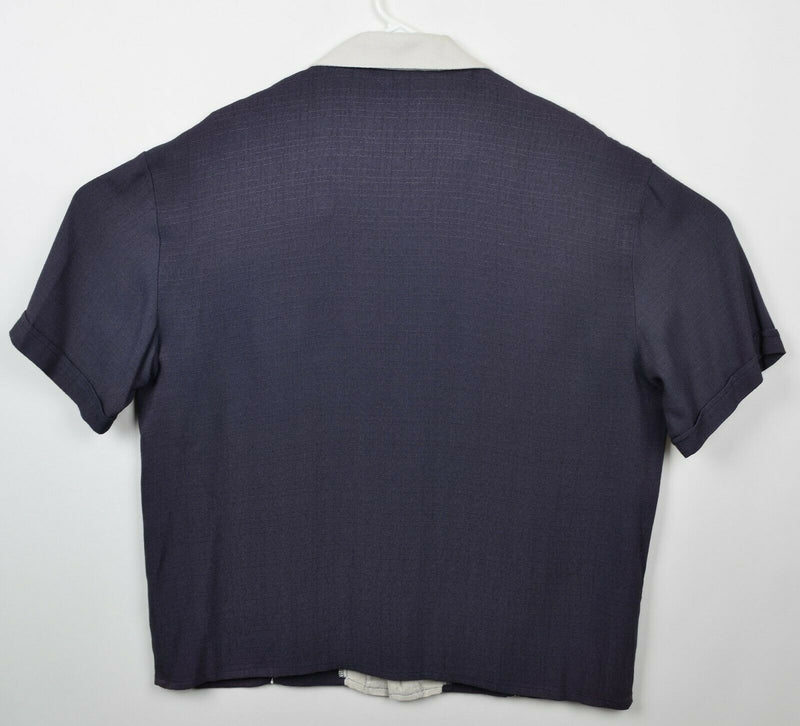 Vtg 70s DaVinci California Men’s Sz XL Bowling Panel Rayon Embroidered Shirt