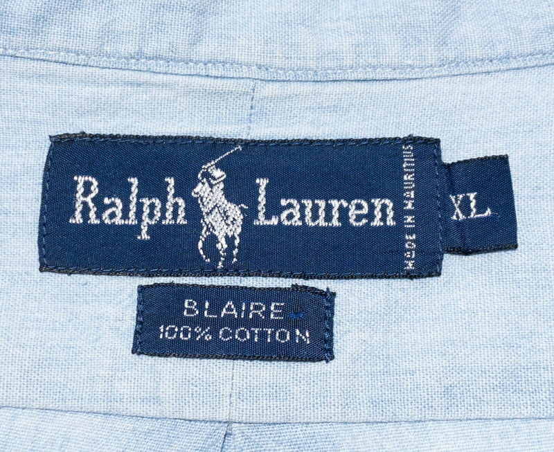 Polo Ralph Lauren Blaire Chambray Shirt Vintage 90s Light Blue Big Men's XL