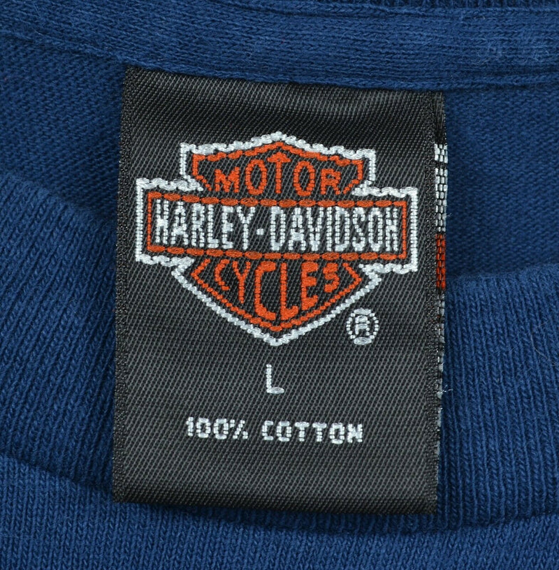 Vintage 90s Harley-Davidson Men's Large USA Gold Bald Eagle Blue Texas T-Shirt