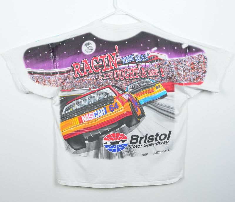 Vintage 1999 NASCAR Men's XL Bristol Speedway All Over Print Graphic T-Shirt