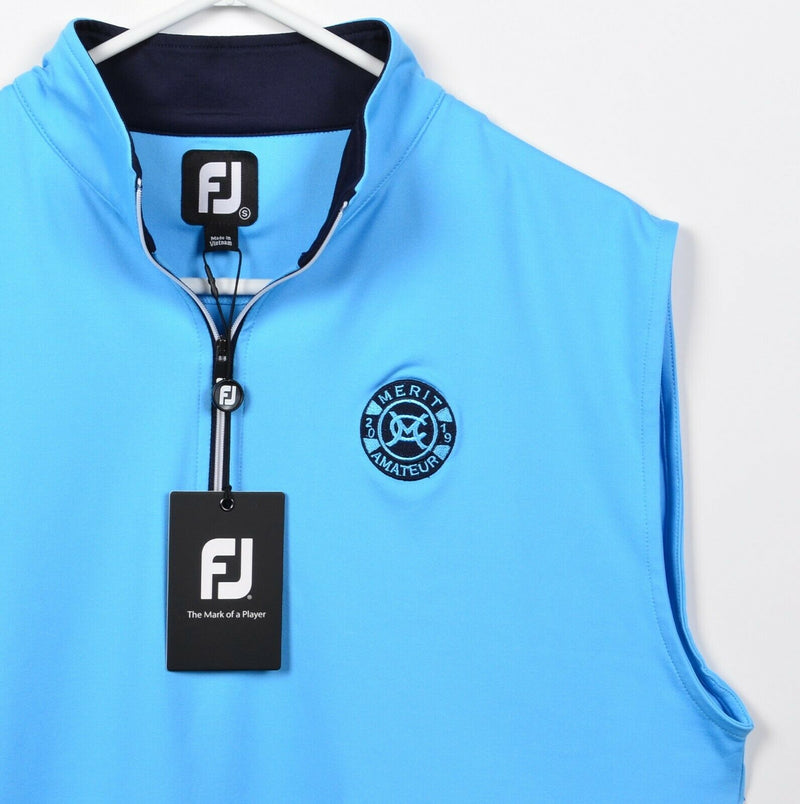 FootJoy Men's Small Solid Light Blue FJ Golf Half-Zip Performance Wicking Vest