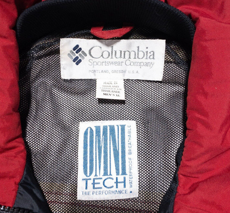 Columbia Omni Tech Jacket Mens XL Vintage 90s Ski Full Zip Lined Red Performance