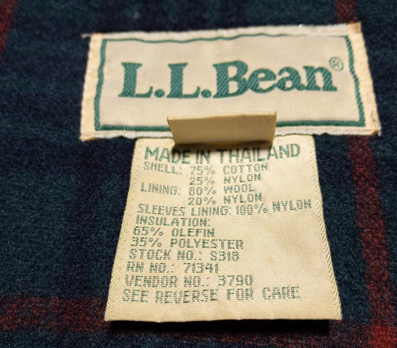 LL Bean Wool Lined Coat Men's Large Full Zip Snap Hooded Red Thinsulate Vintage