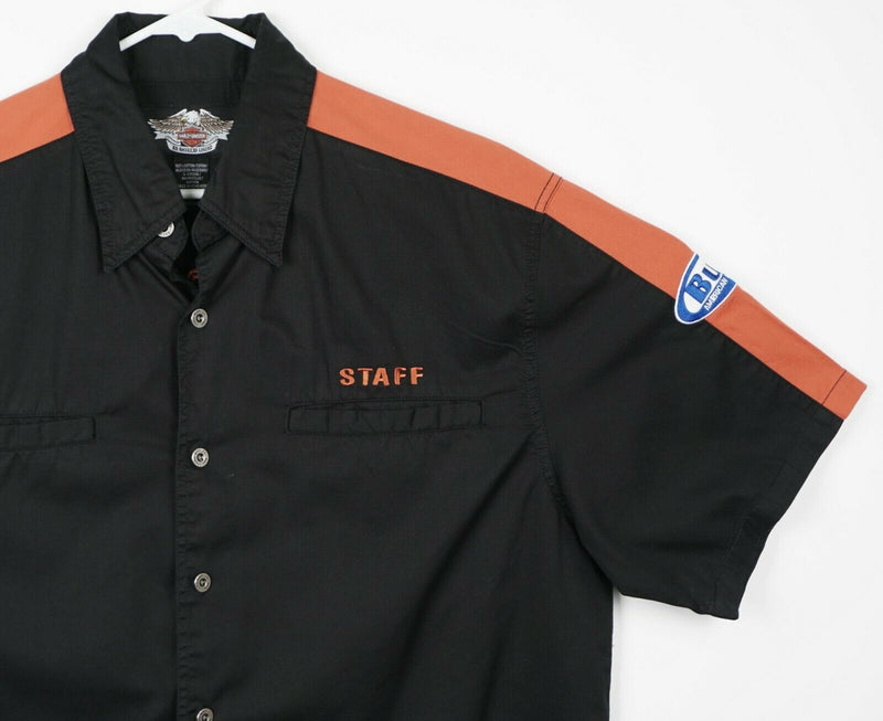 Harley Davidson Men's Sz Large Embroidered Staff Buell Mechanic Garage Shirt