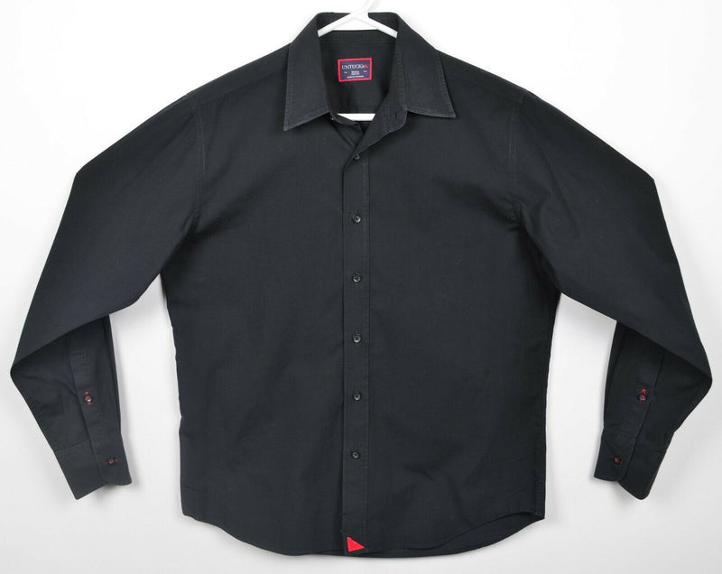 UNTUCKit Men's Small Slim Fit Solid Black Long Sleeve Casual Button-Front Shirt