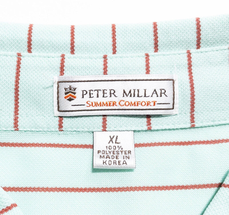 Peter Millar Summer Comfort Polo XL Men's Shirt Mint Green Striped Wicking Golf