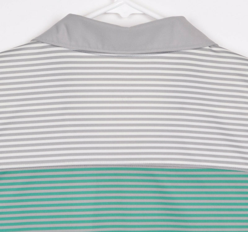 Oakley Hydrolix Men's Sz XL Regular Fit Gray Green Striped Polo Golf Shirt