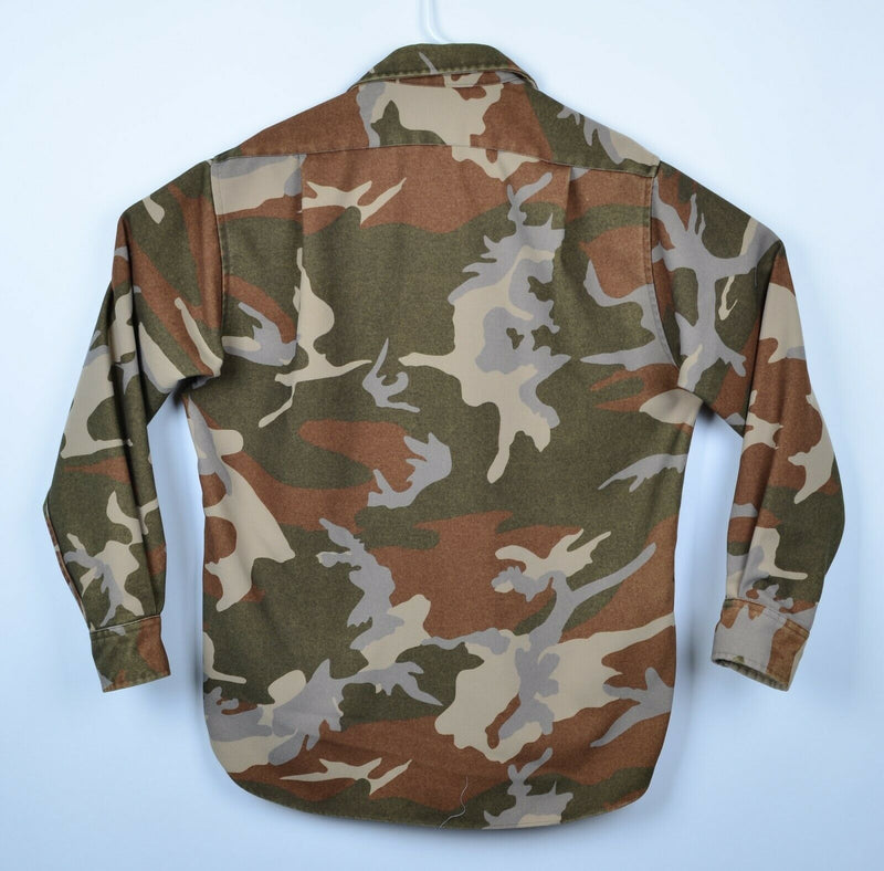 Vtg Cabela's Men's Large Woodland Camouflage Hunting Heavyweight Canvas Shirt
