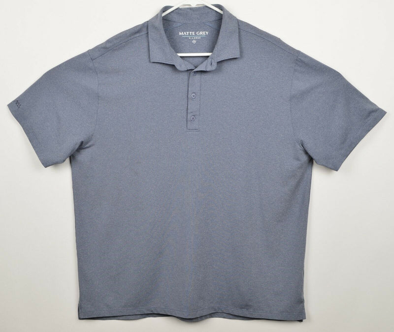 Matte Grey Men's Sz XL Heather Blue/Gray Polyester Spandex Golf Polo Shirt