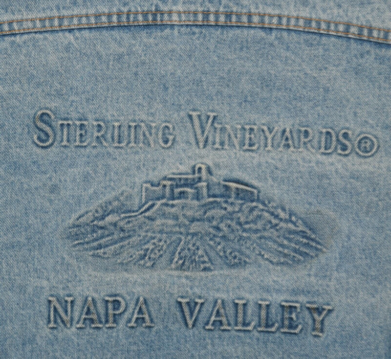 Vintage Napa Valley Men's Medium Vineyards Embossed TYCA Denim Trucker Jacket