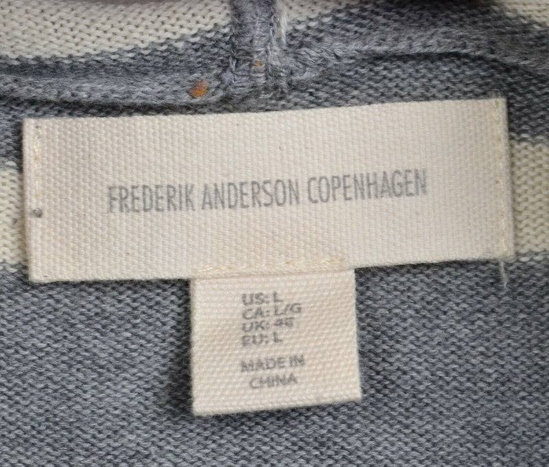 Frederik Anderson Copenhagen Men's Large Gray Striped Hoodie Sweatshirt