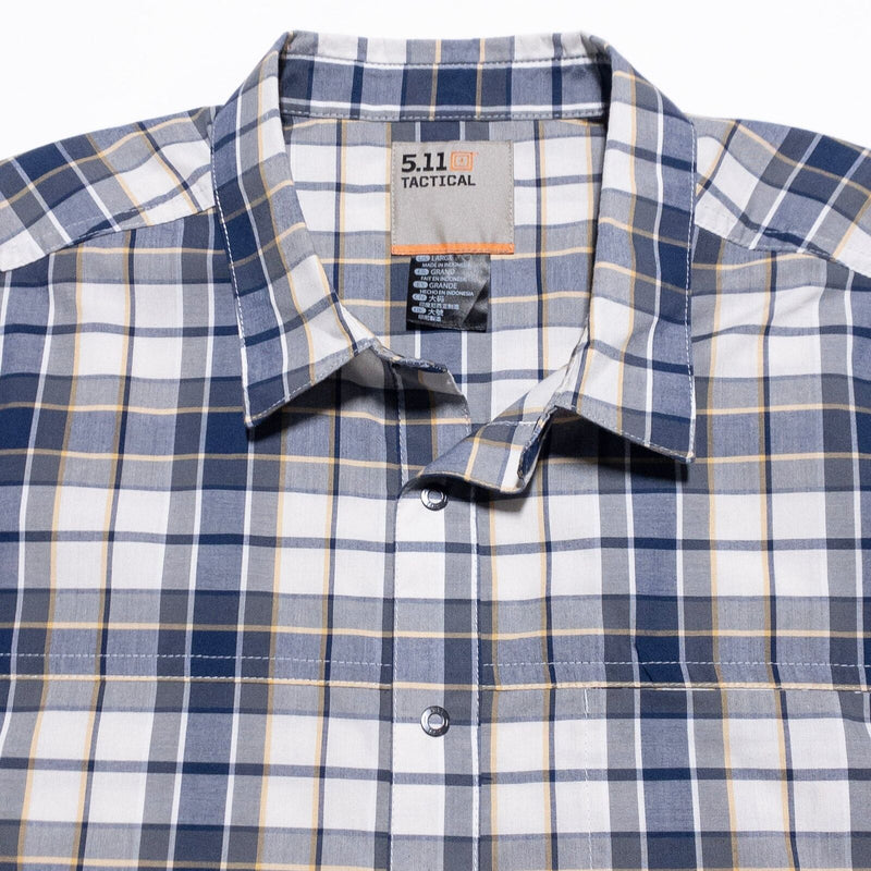 5.11 Tactical Snap Shirt Men's Large Button-Up Blue Plaid Short Sleeve Conceal