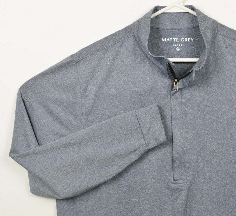 Matte Grey Men's Large Half Zip Heather Blue/Gray Pullover Golf Jacket