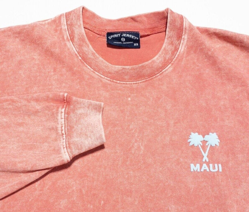 Spirit Jersey Maui Hawaii Women's XS Long Sleeve T-Shirt Pink Pink Faded Crew