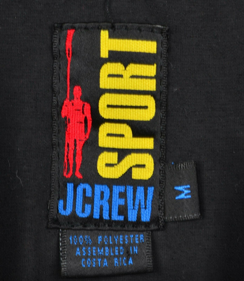 Vtg 90s J. Crew Sport Men's Sz Medium Gray Fuzzy Fleece Full Zip Rowing Jacket