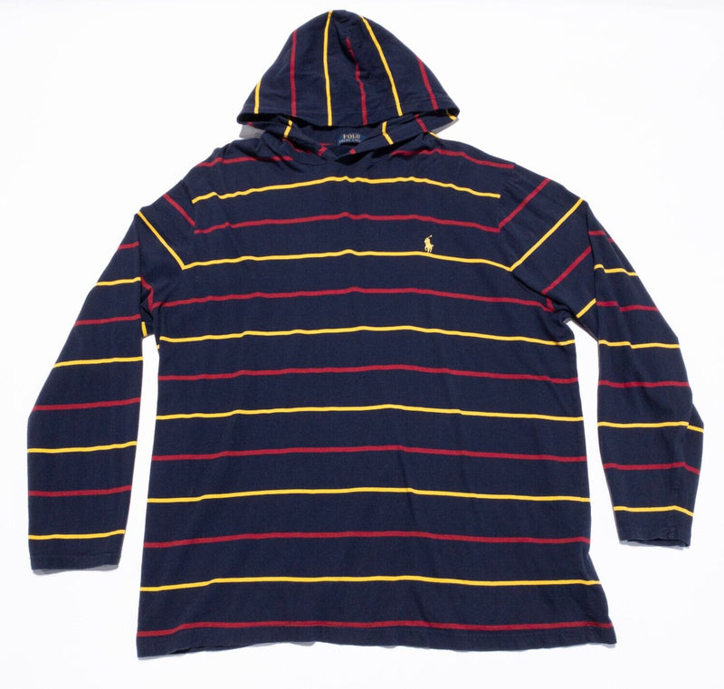 Polo Ralph Lauren Hoodie Men's 2XB Striped Blue Red Lightweight 2XL Big & Tall