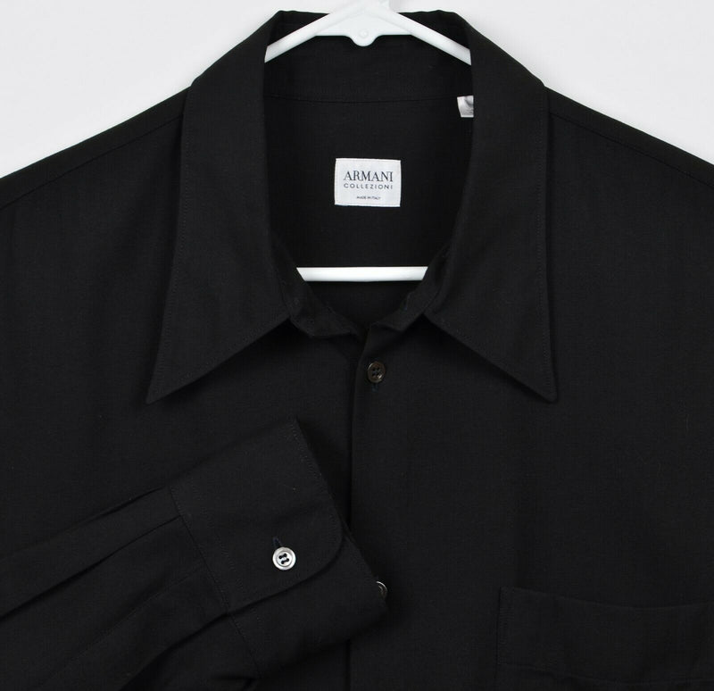 Armani Collezioni Men's Large 100% Viscose Black Made in Italy Shirt