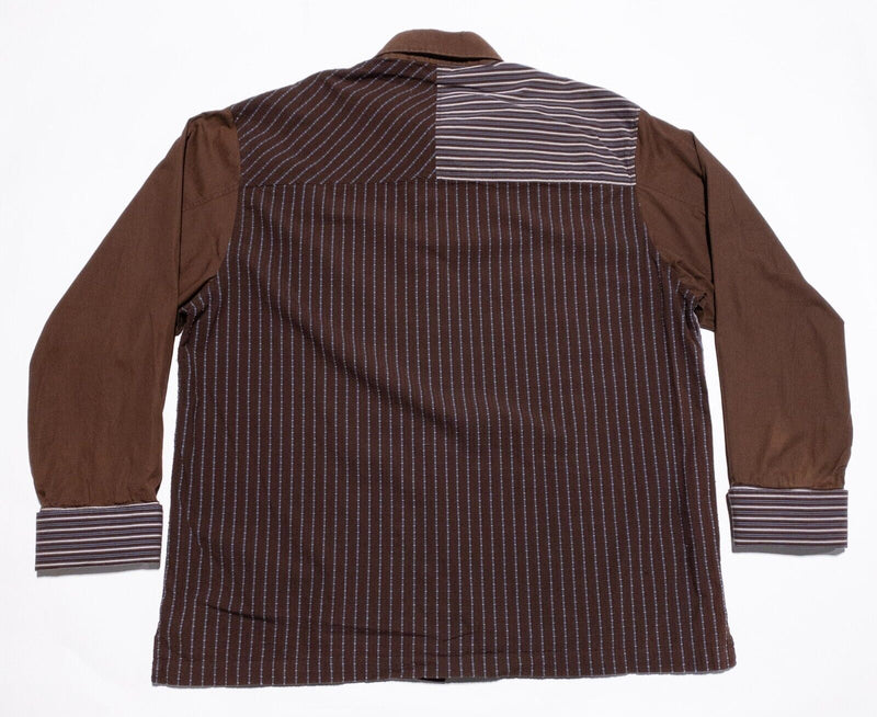 Marithe Francois Girbaud Shirt Men's 4XL Long Sleeve Colorblock Stripe Brown 90s