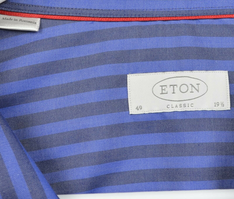 Eton Classic Men's 19.5/49 Blue Striped Long Sleeve Button-Front Dress Shirt