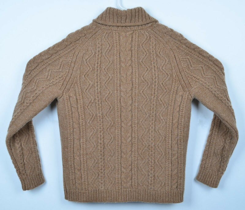 Wallace & Barnes Men's Medium Cable-Knit Wool J. Crew Brown Cardigan Sweater