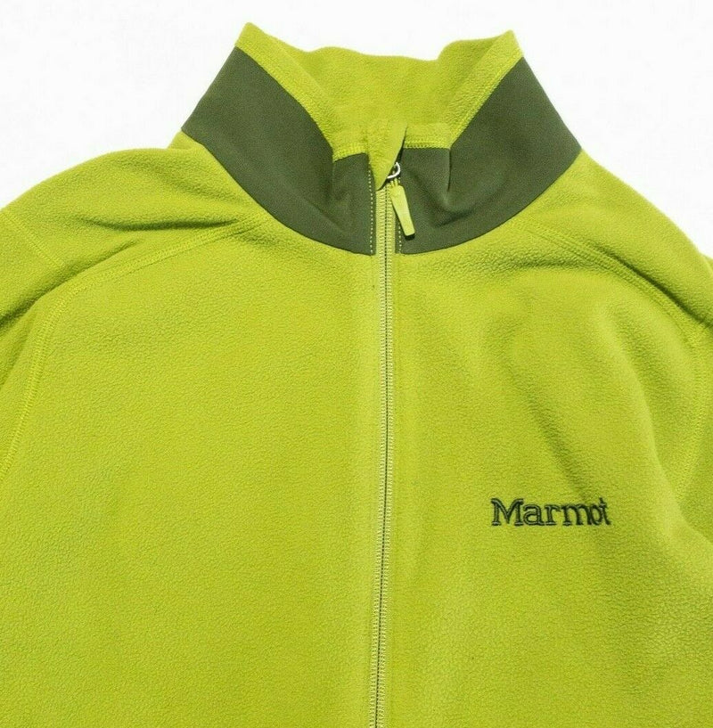 Marmot Polartec Fleece Jacket Full Zip Lime Green Hiking Outdoor Men's Medium