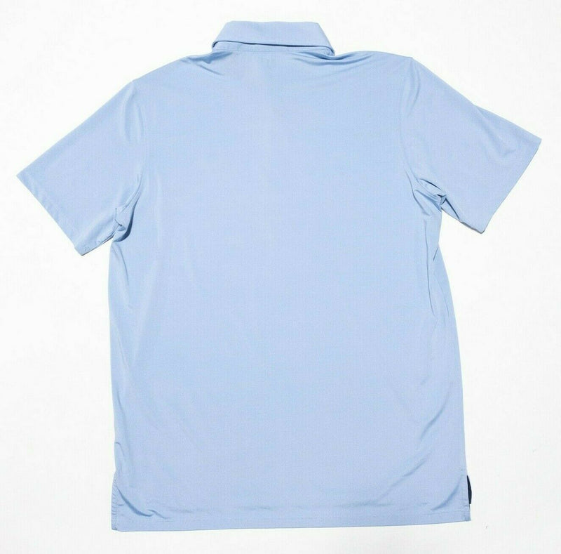 Greyson Golf Large Men's Polo Shirt Solid Blue Spread Collar Wicking Wolf