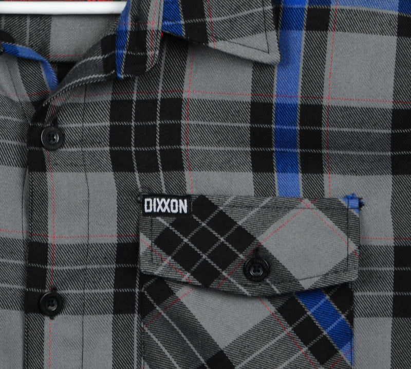 Dixxon Flannel Co. Men's Large Tall Gray Blue Plaid D-Tech Blend Flannel Shirt