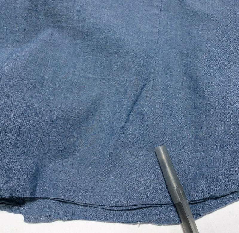 John Varvatos Button-Front Shirt Solid Blue Front Pockets Men's Large