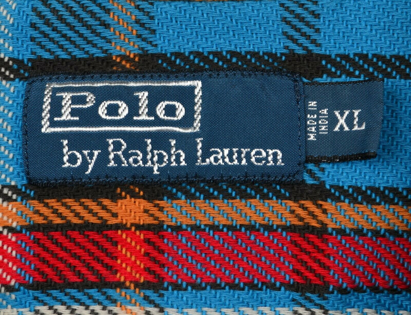 Polo Ralph Lauren Men's XL Blue Red Plaid Outdoor Equipment Flannel Shirt