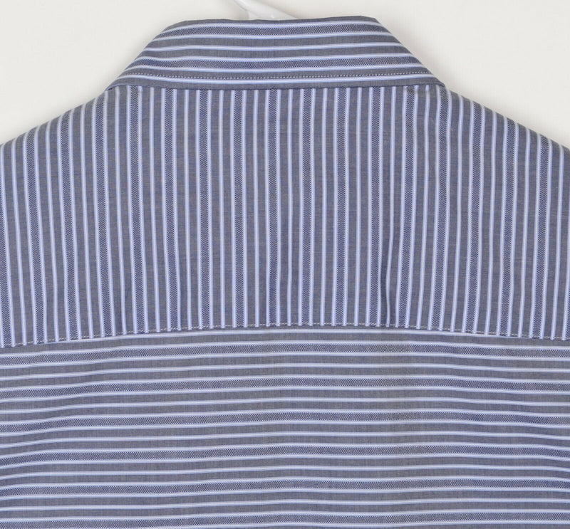 Vince Camuto Men's Sz Small Blue Navy Dobby Stripe Short Sleeve Shirt NWT