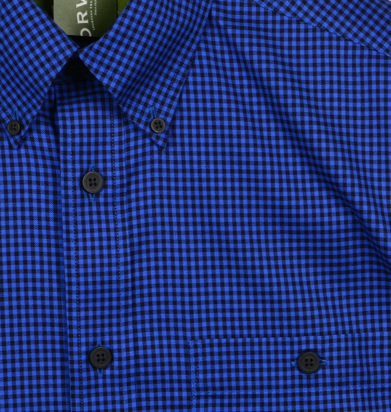 Orvis Men's Medium Wrinkle Free Buffalo Check Blue Black Button-Down Shirt