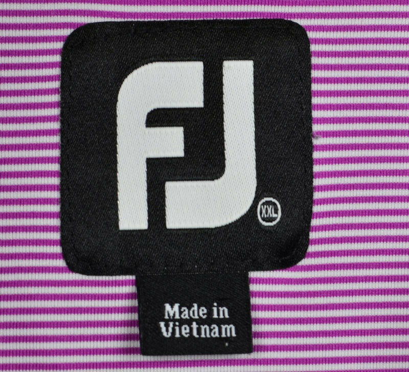 FootJoy Men's Sz 2XL Purple White Micro-Striped FJ Performance Golf Polo Shirt
