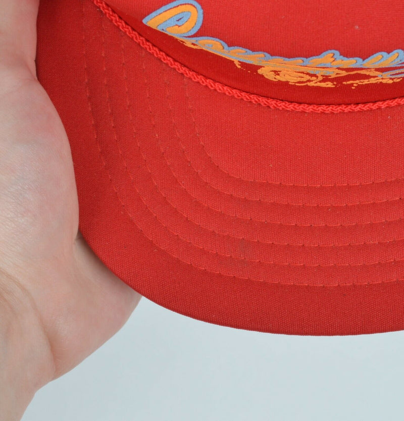 Vtg Country Boy Cadillac Men's Red Pick-Up Truck Snapback Mesh Trucker Hat