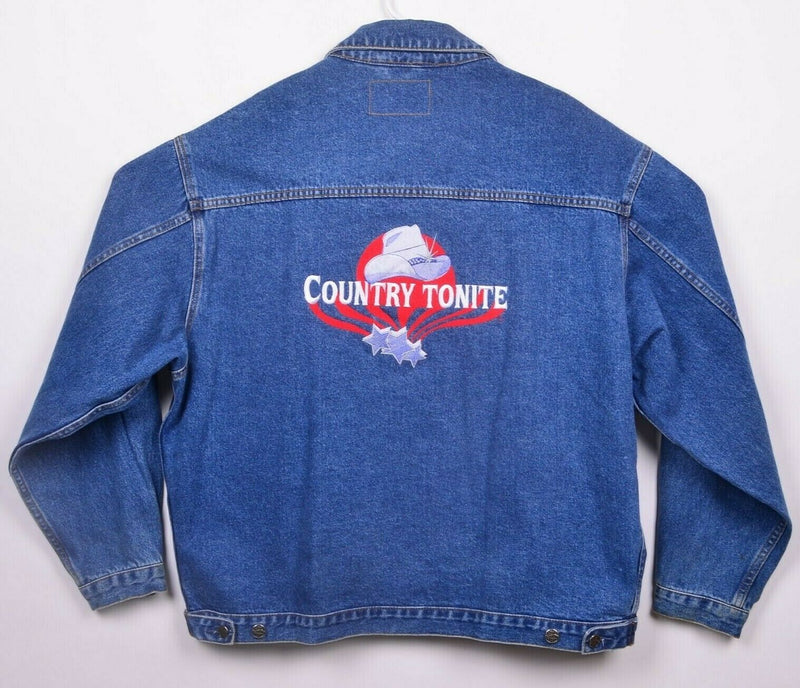 Country Tonite Men's XL Denim Embroidered Music Port Authority Trucker Jacket